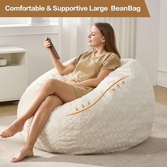 Hobestluk 4ft Bean Bag Chairs for Adults Large Beanbag Chair - Image 5