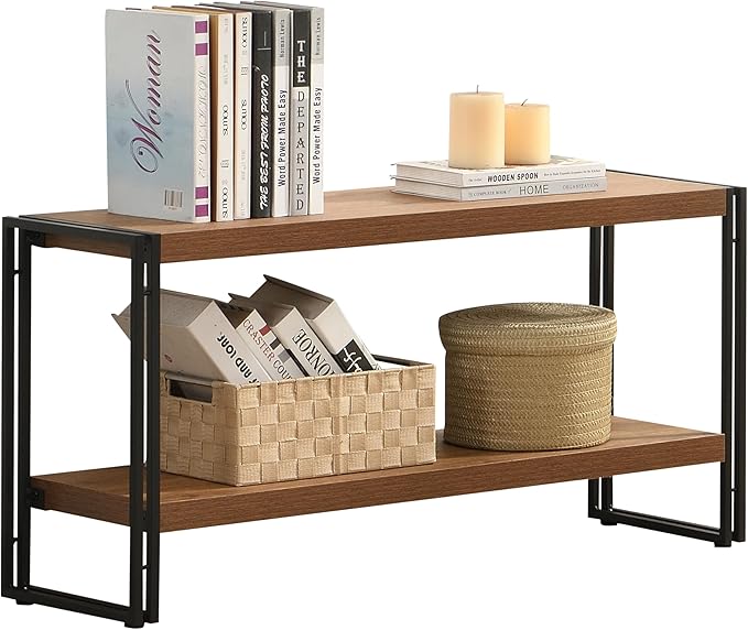 2 Shelf Bookcase Small Display Book Shelf Rustic Industrial - Image 4