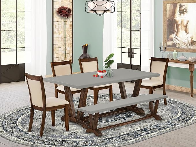 East West Furniture V797MZN32-6 6 Piece Dining Set Contains a Rectangle Dining - Image 2
