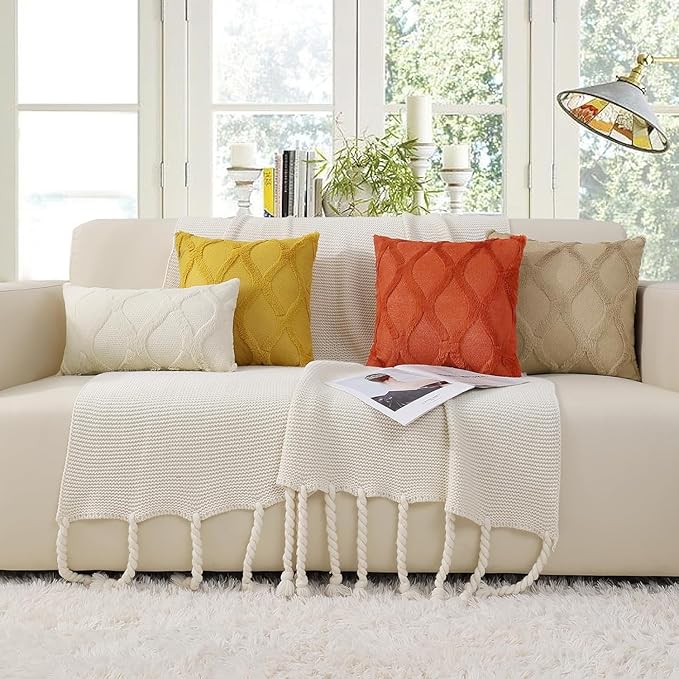 decorUhome Fall Throw Pillow Covers 20x20 Inch Set of 2, Soft Plush Faux Fur - Image 7