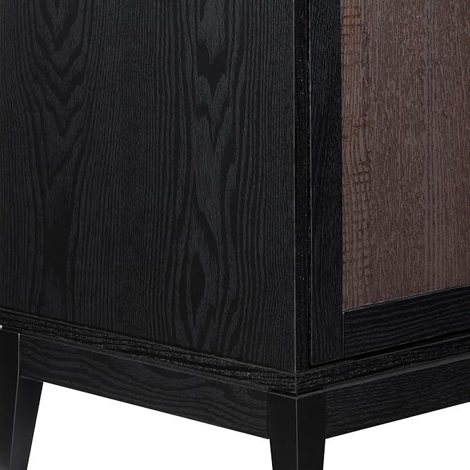 Sango Arch 2-Door Accent Cabinet, Modern Black & Brown Storage Cabinet - Image 4