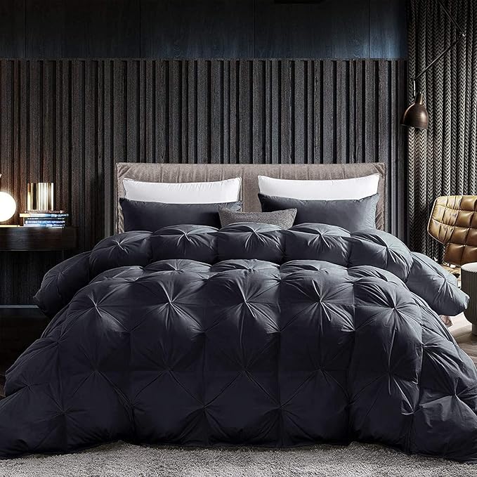 Luxurious Goose Down Feather Fiber Comforter Duvet Insert, Exquisite Pinch by EgyptianBedding