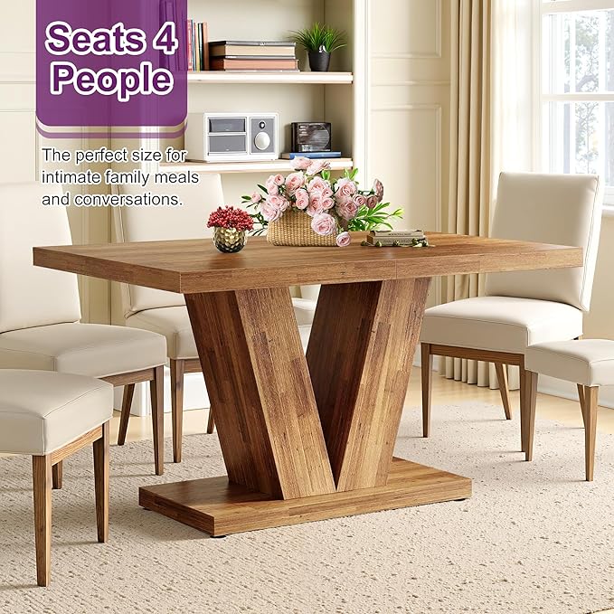 47" Dining Table, Wooden Kitchen Dinner Table Heavy Duty, Farmhouse Table - Image 3