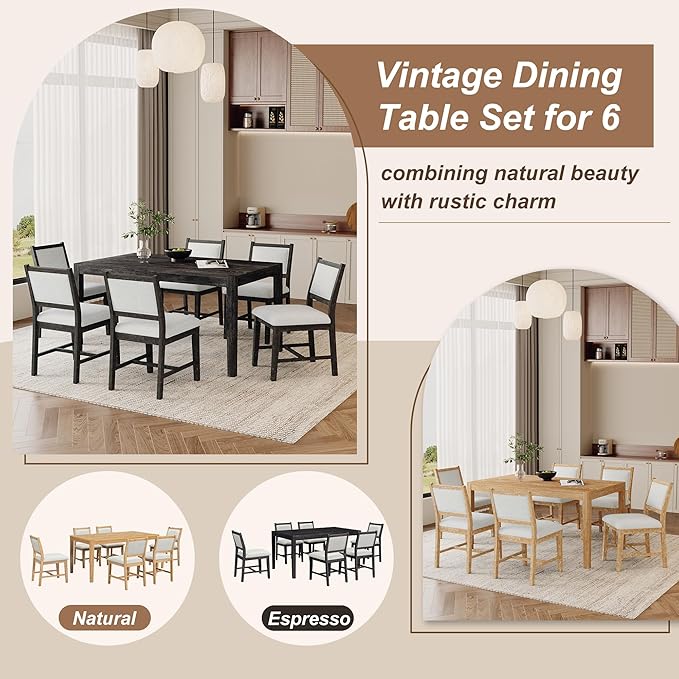Merax 7 Pieces Retro Dining Set - Image 7