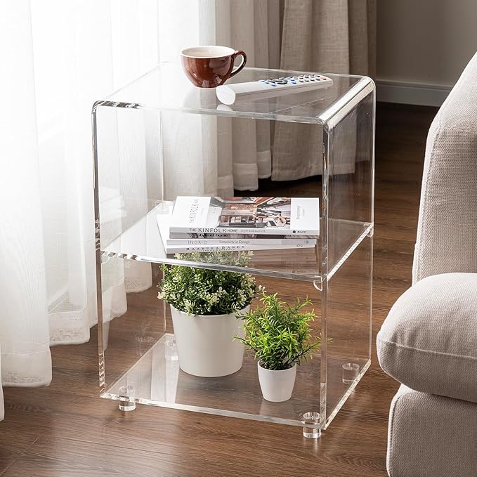 MyGift 3 Tier Clear Acrylic Table, Accent Furniture - Image 2
