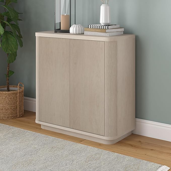 Henn&Hart 32" Wide Rectangular Accent Cabinet in Beech White, - Image 2