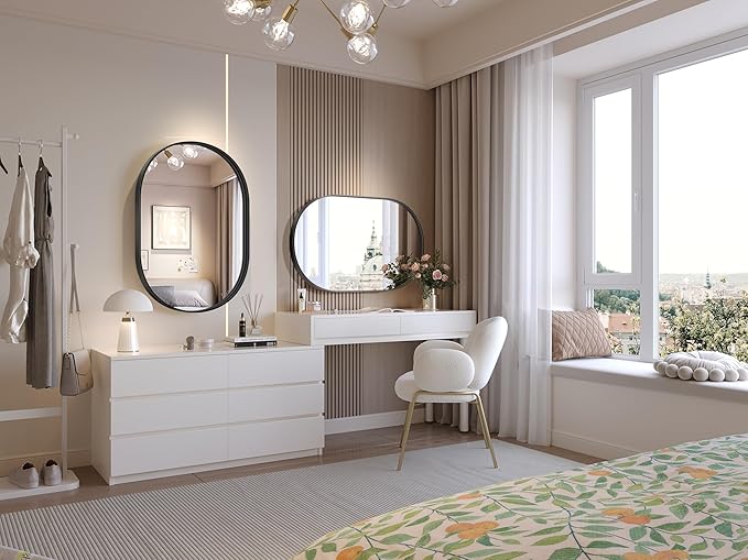 2 Pack Black Oval Mirrors - Image 2