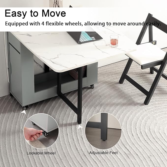 Foldable Space Saving Dining Table Extendable, Folding Dining Table - Image 7