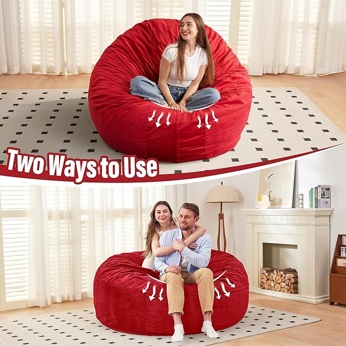 HABUTWAY Bean Bag Chair: Giant 6' Memory Foam Furniture Bean Bag Chair - 6Ft - Image 7