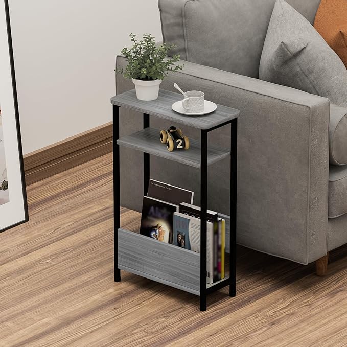 7.1" Narrow Side Table for Small Spaces, 3 Tier Small End Table - Image 2