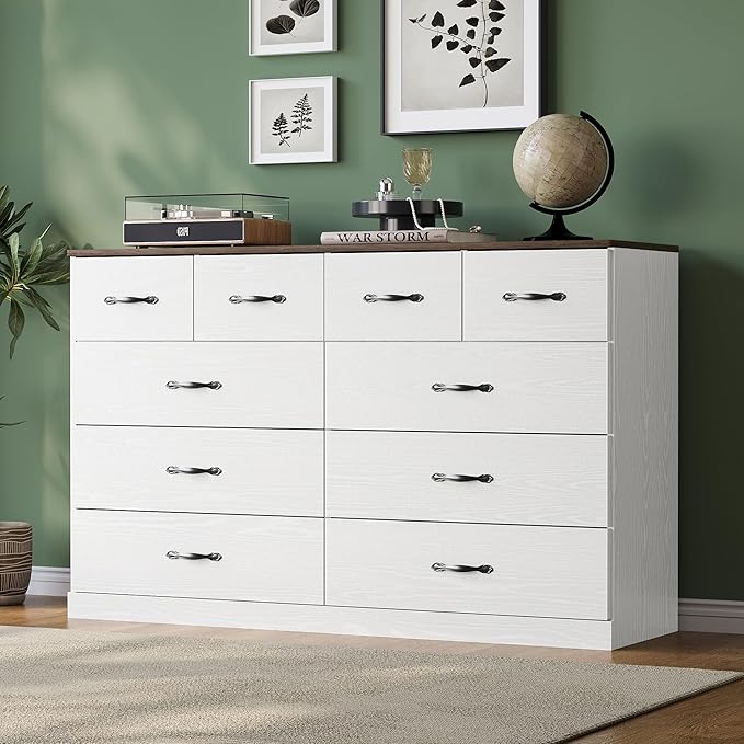 LINSY HOME 10 Drawer Dresser for Bedroom, Modern TV Stand Dressers by LINSYHOME