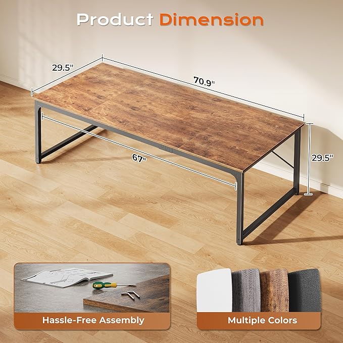 PRAISUN 70.8 X 29.5 Inch Computer Desk - Image 3
