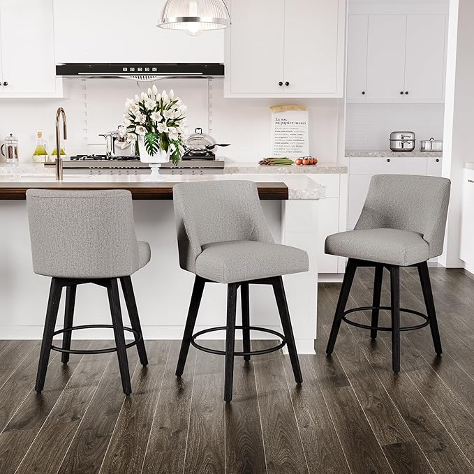 Counter Height Swivel Bar Stools Set of 3, 26 Inch Bar Stools by AMICLIBER