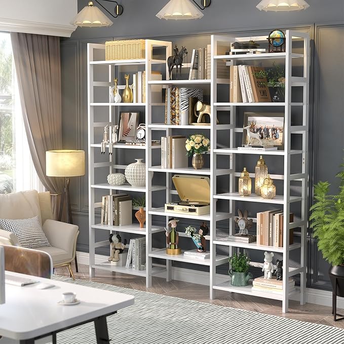 Homykic Bamboo Triple Wide Shallow Bookshelves and Bookcases, 6-Tier 6ft Tall - Image 2