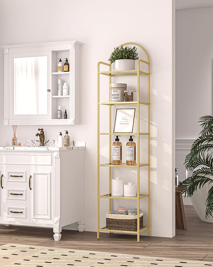 Bookcase Bookshelf, Tempered Glass Bookshelves, Slim Shelving Unit - Image 7