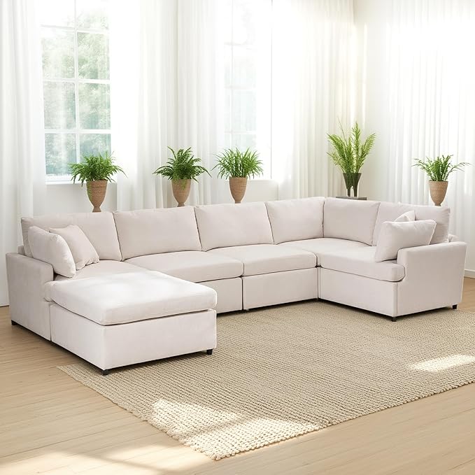 100 Inch U-Shaped Modular Convertible Sectional Sofa by Unknown