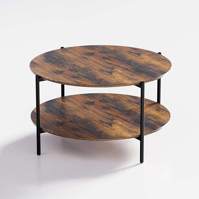 Round Coffee Table, 2-Tier 32.9" Circle Coffee Tables - Image 7