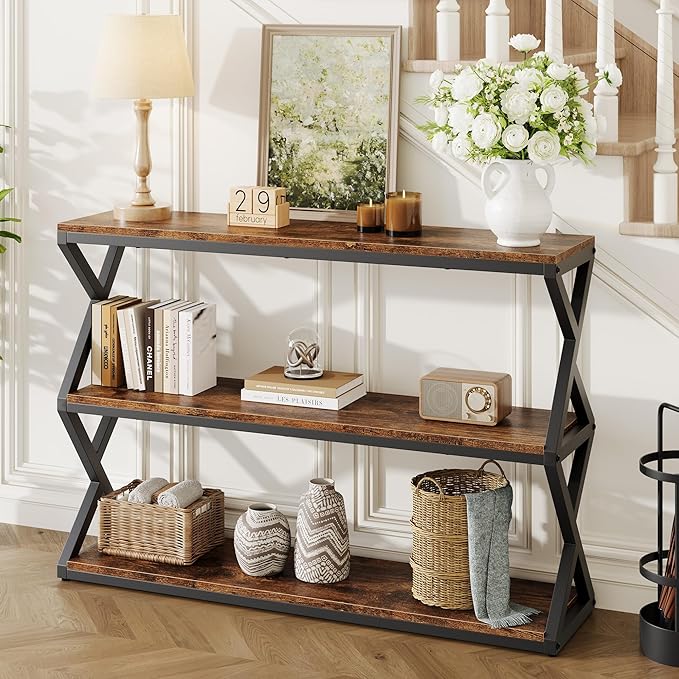 47.2 Inch Rustic Console Table, Industrial Entryway Table by vividwood