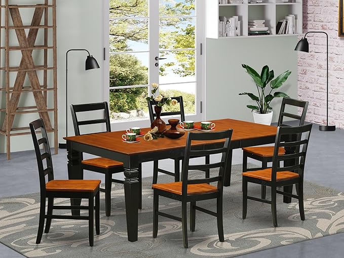 East West Furniture LGPF7-BCH-W 7 Piece Dining Room Furniture Set Consist of a - Image 2