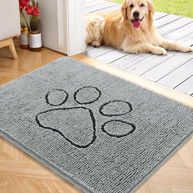 OLANLY Door Mat for Muddy Dog Paws 40x32, Ultra Absorbent Chenille Mud Doormat by OLANLY
