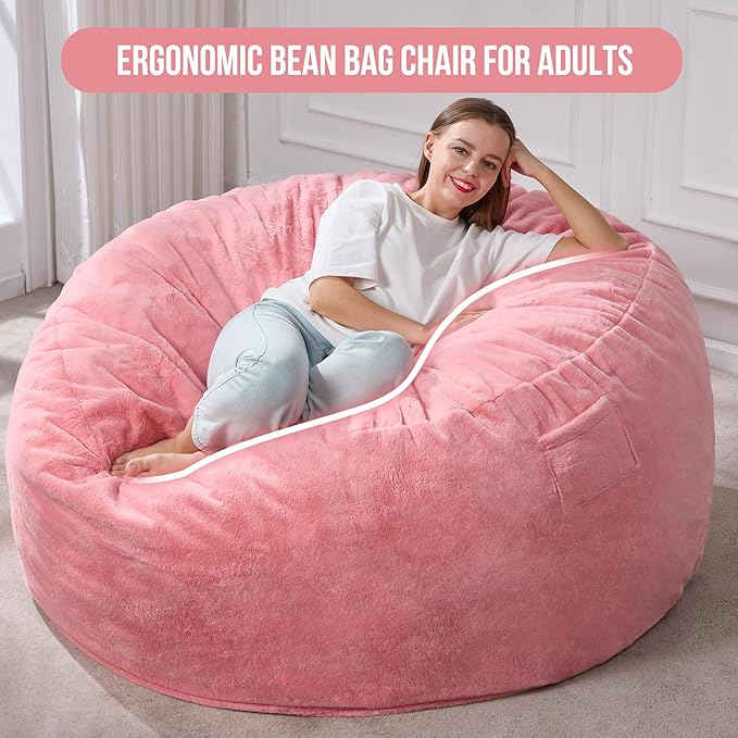 Hobestluk 5ft Bean Bag Chairs for Adults Large Beanbag Chair - Image 3