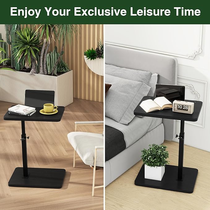 IBUYKE Tray Table for Couch, 360° Swivel Height Adjustable End Table for Small - Image 9