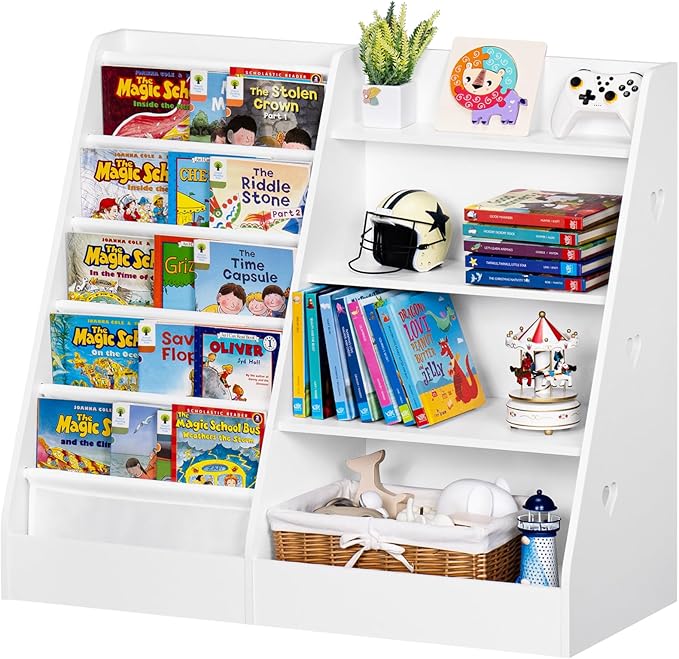 Lerliuo 4 Tier Kids Bookshelf and Storage Organizer, Five Layer Sling Children by Lerliuo