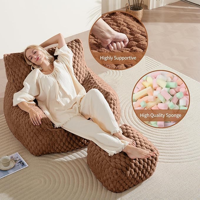 Bean Bag Chair with Ottoman - Image 7