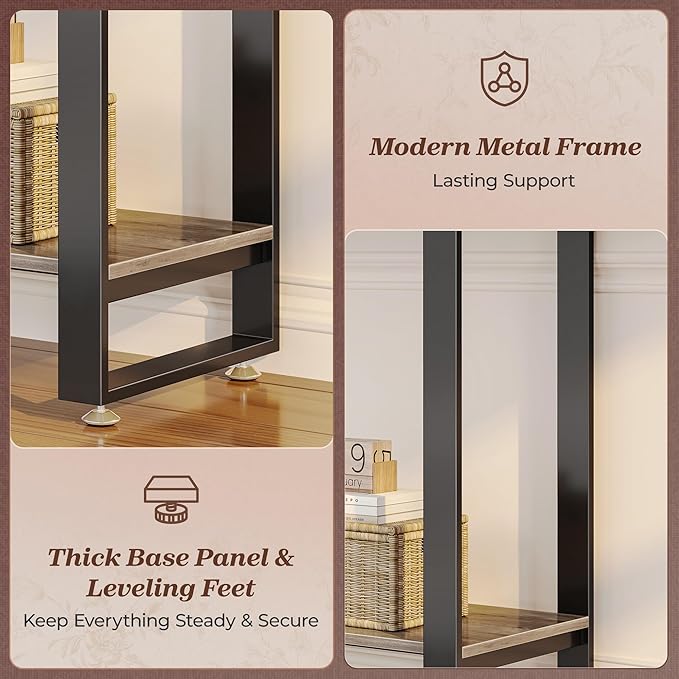 Huuger 47.2 Inch Entryway Table, 2-Tier Industrial Console Sofa Table - Image 8