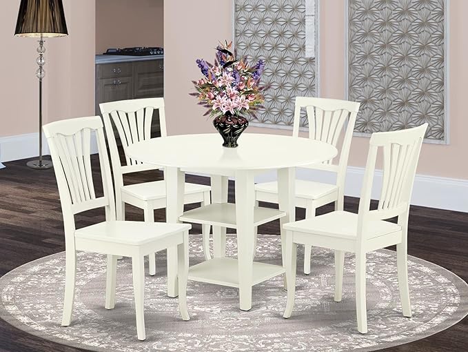 East West Furniture SUAV5-LWH-W 5 Piece Dining Table Set - Image 2