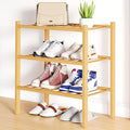 Smiry Shoe Rack, 3 Tier Small Bamboo Shoe Organizer, Stackable Free Standing by Smiry