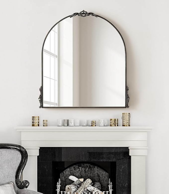 Kate and Laurel Myrcelle Traditional Arched Mirror; 30 x 32; Black; Decorative - Image 4