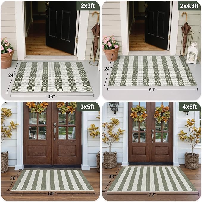 OJIA Striped Rug 24"x51" Washable Fall Front Door Mat Halloween Doormat Woven - Image 3
