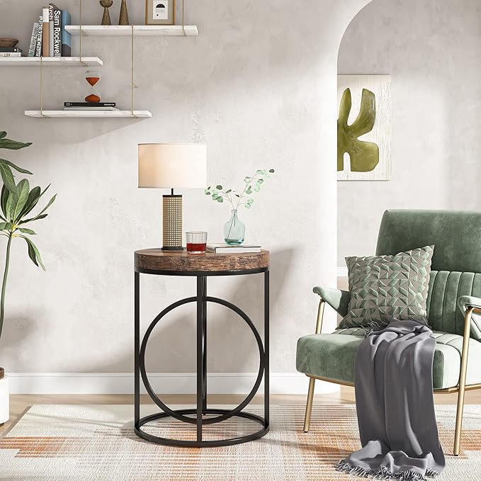 Tribesigns Round End Table for Living Room, 20-Inch Wide, Industrial Side Table - Image 4