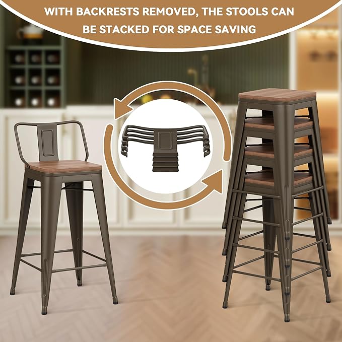 24 Inch Swivel Bar Stools Set of 4 - Image 5