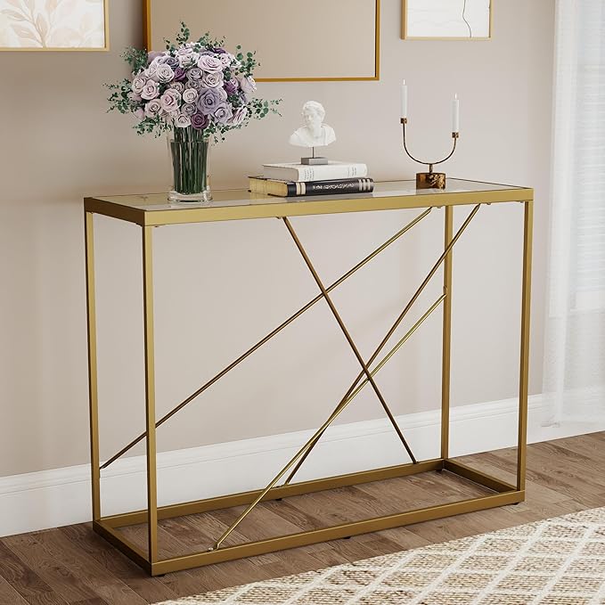 OIOG Glass Console Table for Entryway, Modern Sofa Table - Image 4