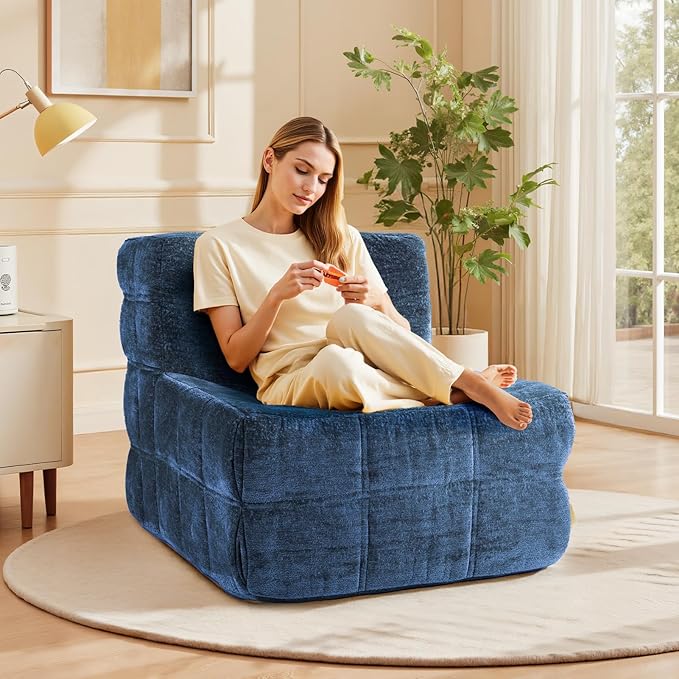 Bean Bag Chair, Soft Chenille Pre-Filled Lazy Chair Floor Sofa Bean Bag Chair - Image 3