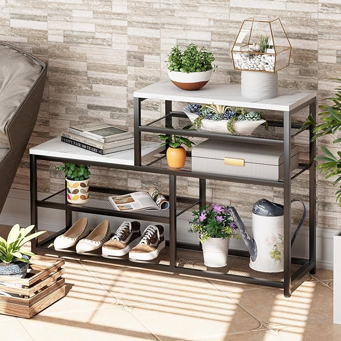 Shoe Rack Bench for Entryway, Free Standing Shoe Storage Organizer for Front - Image 8
