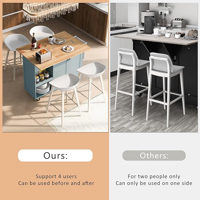 49" Kitchen Island with Foldable Counter Top, Kitchen Storage Cart W/Slide-Out - Image 6