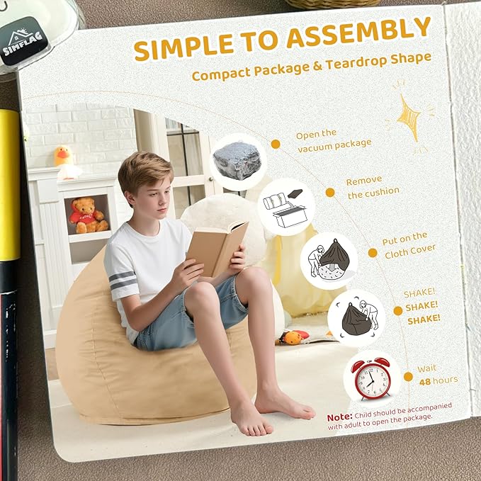 2FT Bean Bag Chair, Comfy Bean Bag Chairs - Image 6