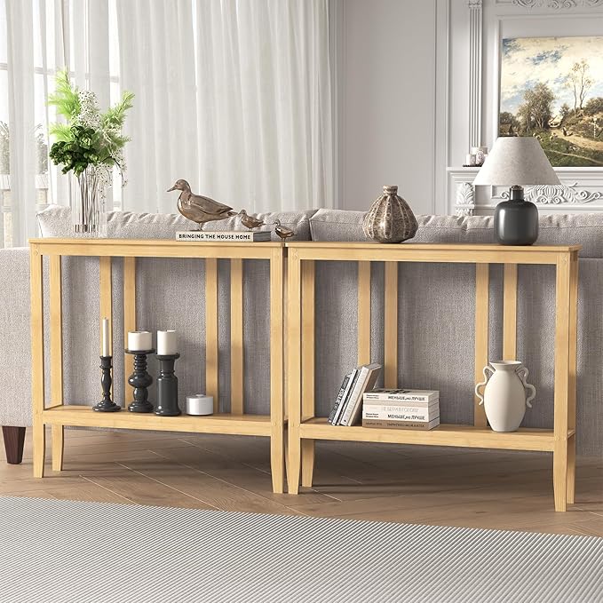 ELYKEN Console Tables for Entryway, 36.2" Long 2 Tier Hallway Table Behind Couch - Image 6