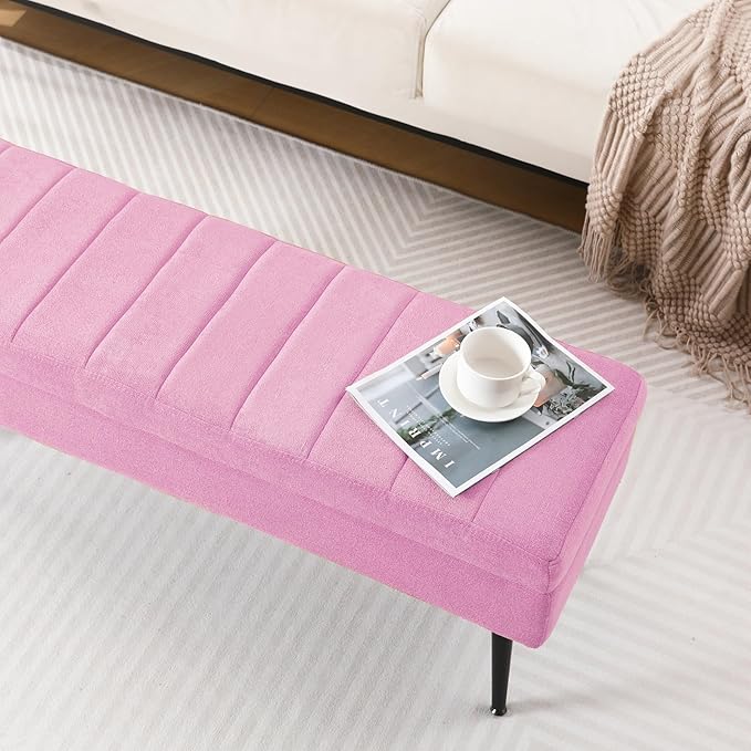 CUYOCA Storage Ottoman Bench, 43.5" Upholstered Entryway Bench, Long Ottoman - Image 6
