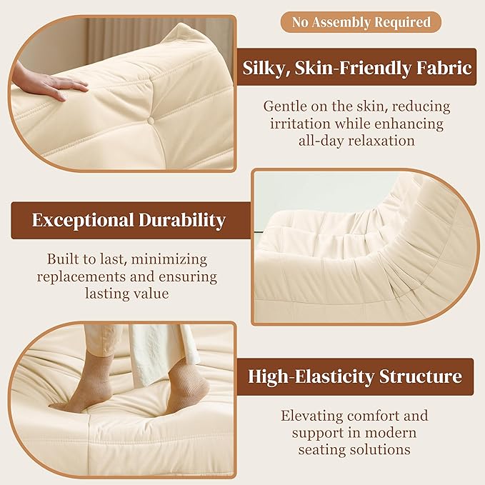 Bean Bag Chair, Loveseat Fireside Chair Bean Bag Sofa - Image 4