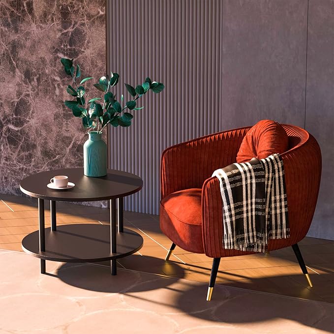 Small Round Coffee Table with Open Storage - Image 4