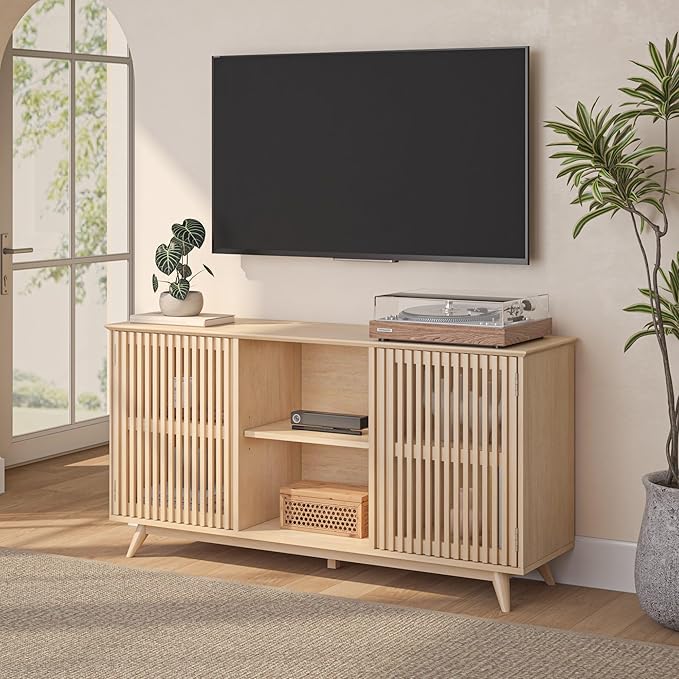 Plank+Beam Mid-Century Modern Wood TV Stand, Solid Wood Entertainment Console - Image 10