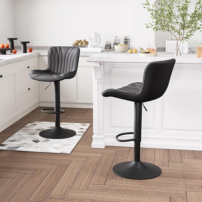 YOUNIKE Single Black Bar Stools Modern Swivel Counter Height Bar Chair - Image 9
