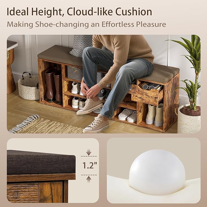 DINZI LVJ Shoe Bench, Entryway Storage Bench - Image 9