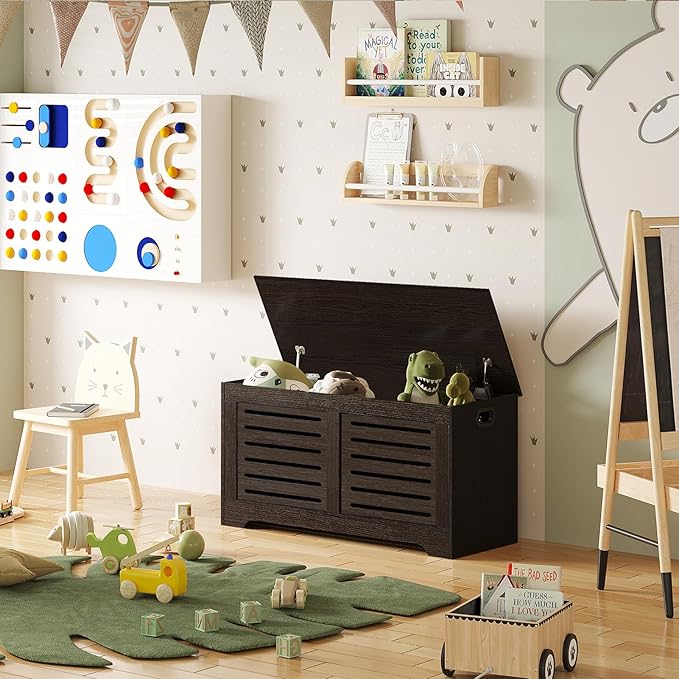 DINZI LVJ Storage Chest, Flip-Top Wooden Toy Box - Image 6