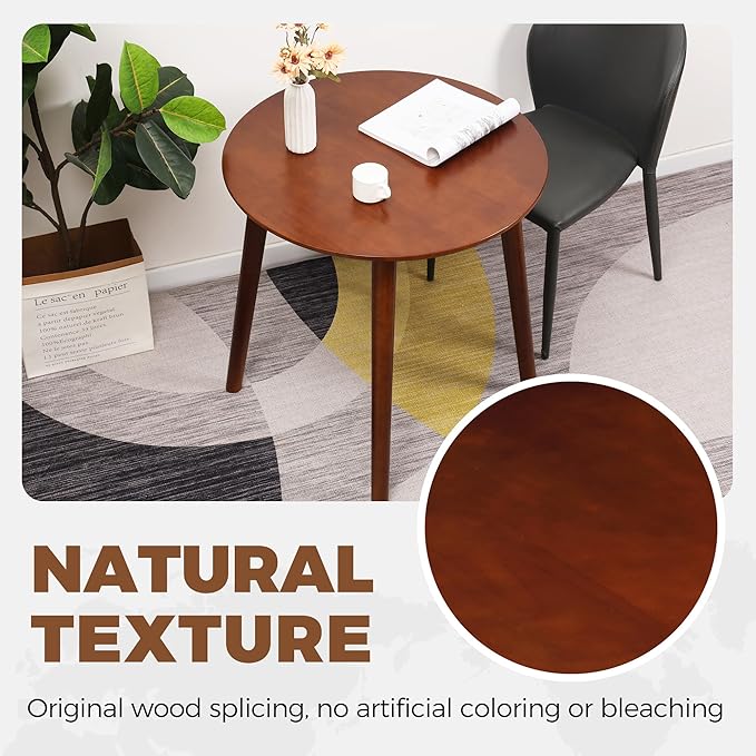 28.3" Small Round Dining Table for 2, Wooden Space-Saving Kitchen Dinner Table - Image 6