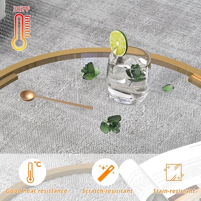 Glass Coffee Table, Round Gold Coffee Table - Image 4